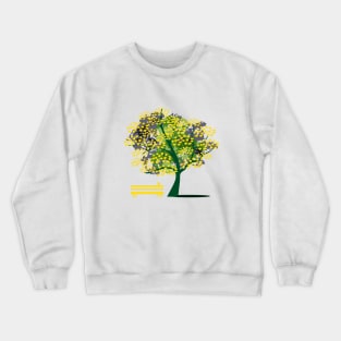 Spring Flowering Tree Park Bench Bird Crewneck Sweatshirt